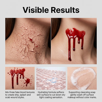 Halloween Fake Blood Makeup Set, Realistic Wound Effects, Cosplay Stage Party Costume Prop — side view