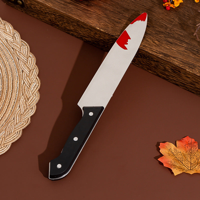 Halloween Decoration Props Cosplay Artificial Horror Bloody Plastic Knife Trick Dagger Dance Performance — scale reference