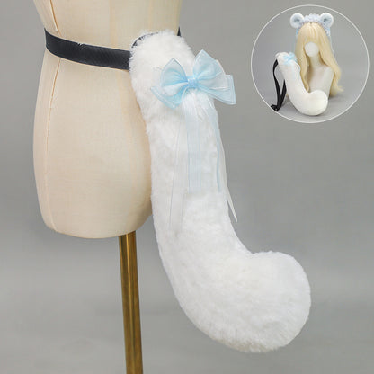 Handmade Hamster Ears Animal Ears Headband Plush Tail — back view