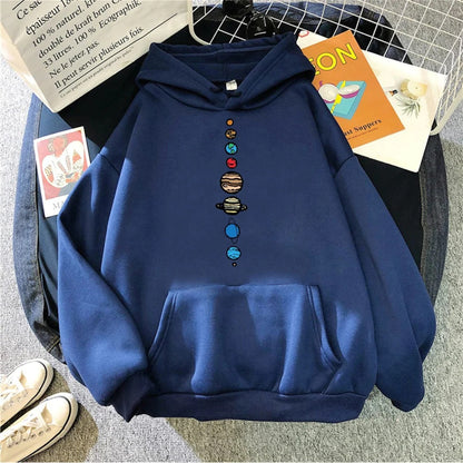 Multicolor Anime Men And Women Loose Hooded Sweatshirt — scale reference