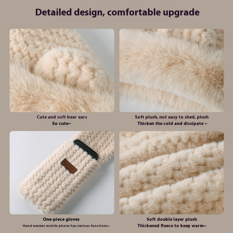 Bear Ears Plush Hat And Scarf For Women | Magic Stories