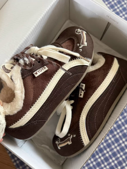 Brown Dachshund Wearing Plush Trainers | Magic Stories