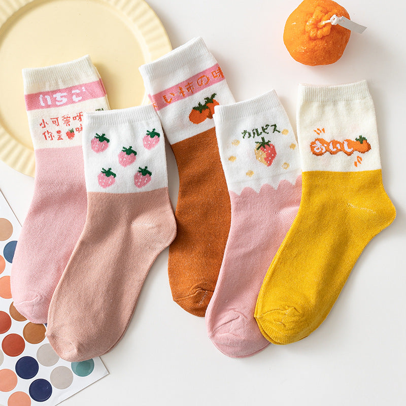 Female Cartoon Fruit Thigh High Socks | Magic Stories