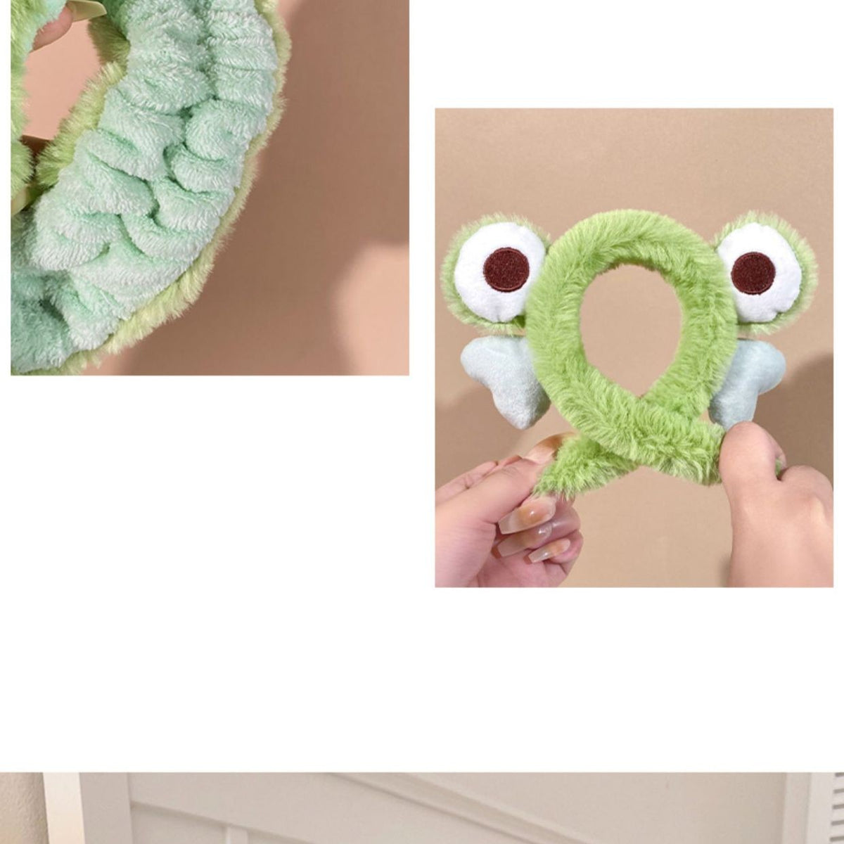Plush Frog Headband Autumn And Winter — side view