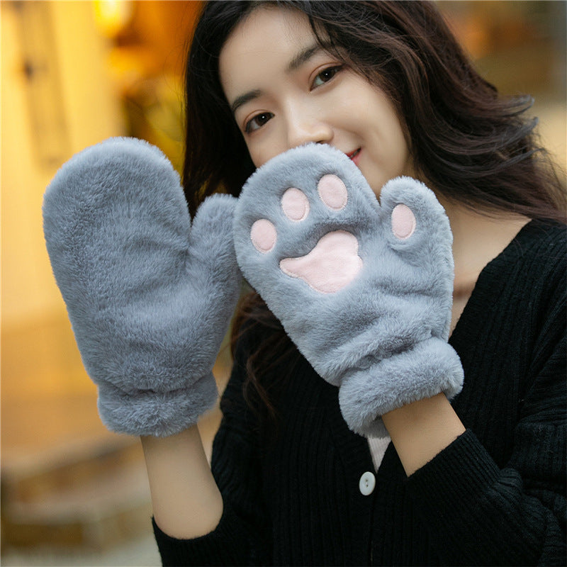 Cat's Paw Cute Plush Thickened Winter Women's Gloves — packaging