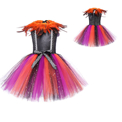 Halloween Children's Costume Witch Cosplay Clothes — back view