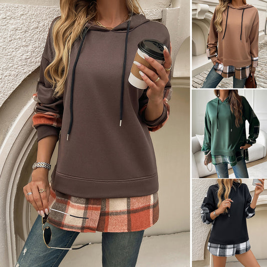 Women's Vintage Oversized Hoodie With Plaid | Magic Stories