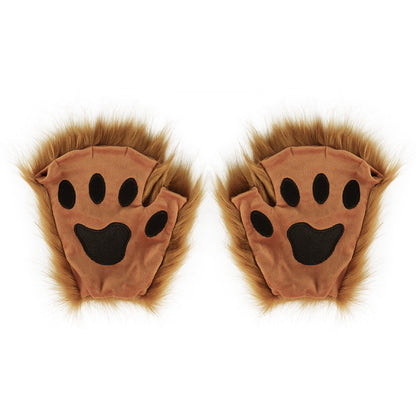Half Finger Warm Plush Cat's Paw Gloves Halloween Cosplay Props — scale reference