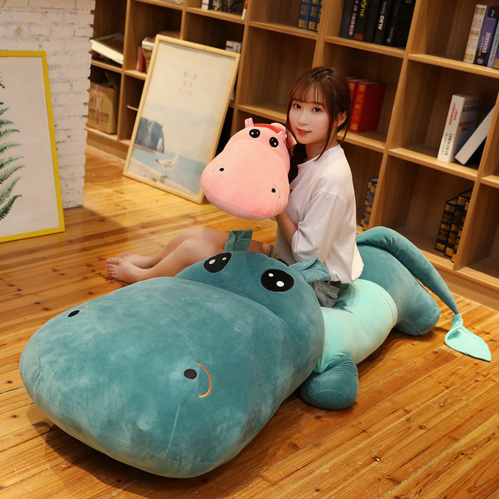 Hippo-shaped Long Pillow Plush Toy | Magic Stories
