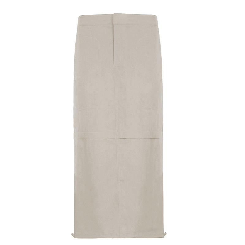Harajuku Style European And American Women's Clothing Flanging Stitching Lazy Workwear Skirt Hem Elastic Drawstring — in use