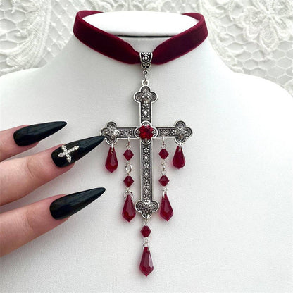 Large Cross Necklace Choke Gothic Pendant | Magic Stories