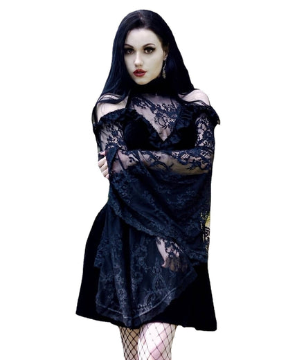 Dark Gothic Lace Panels Dress — in use