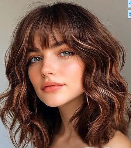 Womens Short Curly Synthetic Bob Wig — detail