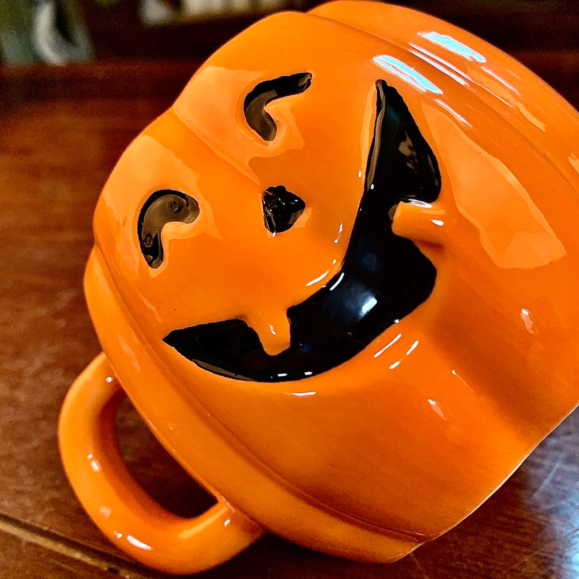 Ceramic Halloween Pumpkin Mug — back view
