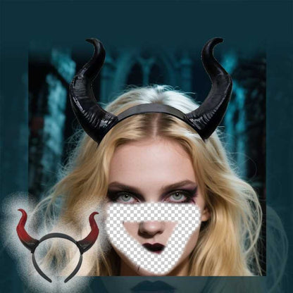 Personalized Halloween Devil Horn Head Buckle Headband — side view