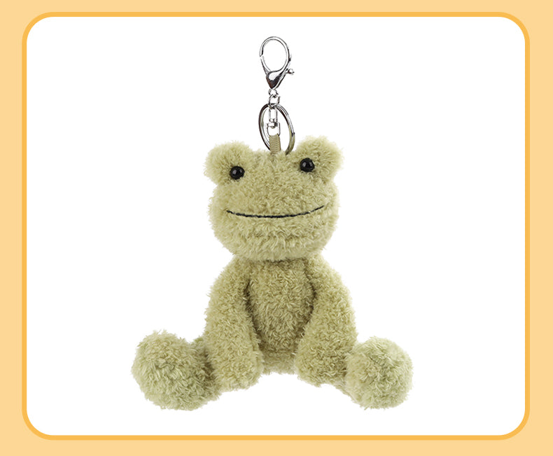 Frog Schoolbag Pendant Keychain Cute Plush Doll — scale reference