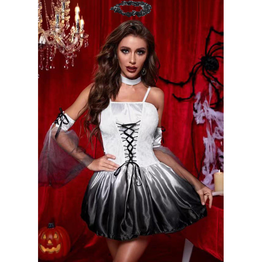 Vampire Ghost Black Angel Masquerade Show Witch Costume — side view