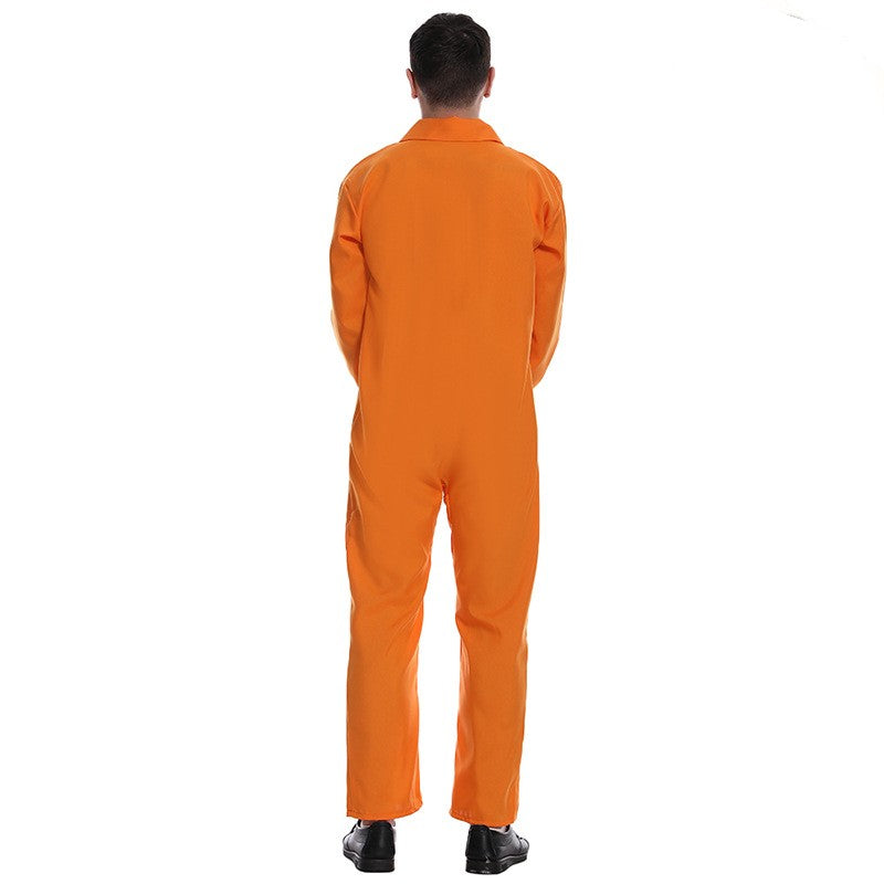 Halloween Orange Prisoner Cosplay Party Costume Jumpsuit — side view