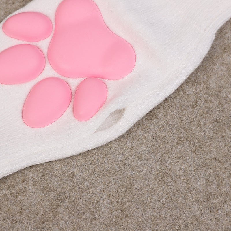 Fashion Cute Cat Plush Gloves For Girls — back view