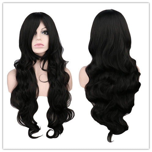 Mermaid Anime Cosplay Wig Dark Red Long Curly Hair — side view