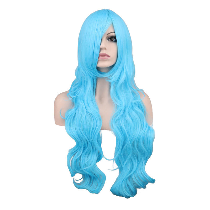 Mermaid Anime Cosplay Wig Dark Red Long Curly Hair — in use