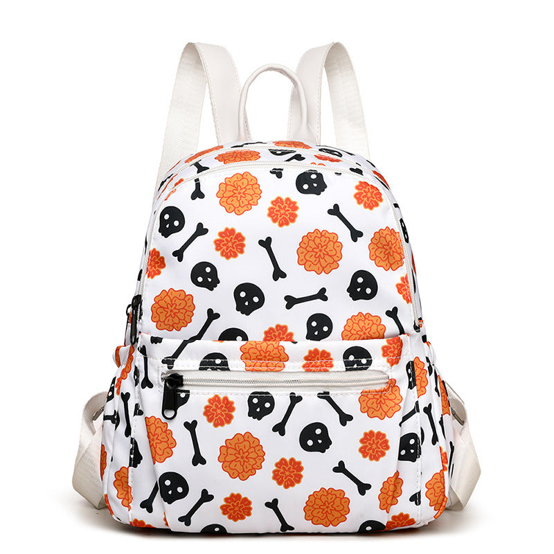 Halloween Skull Print Backpack for Women — side view