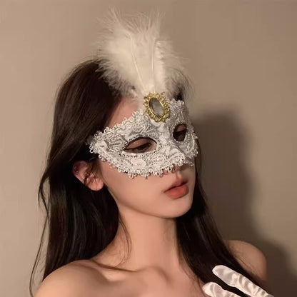 Halloween Feather Mask Prop Acrylic — back view