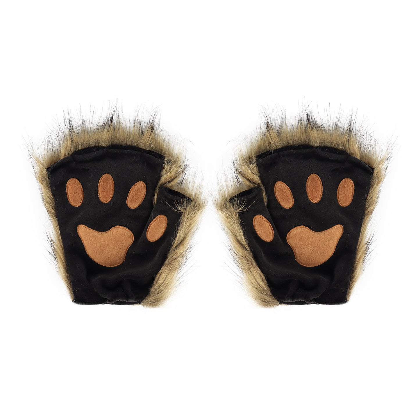 Half Finger Warm Plush Cat's Paw Gloves Halloween Cosplay Props — side view