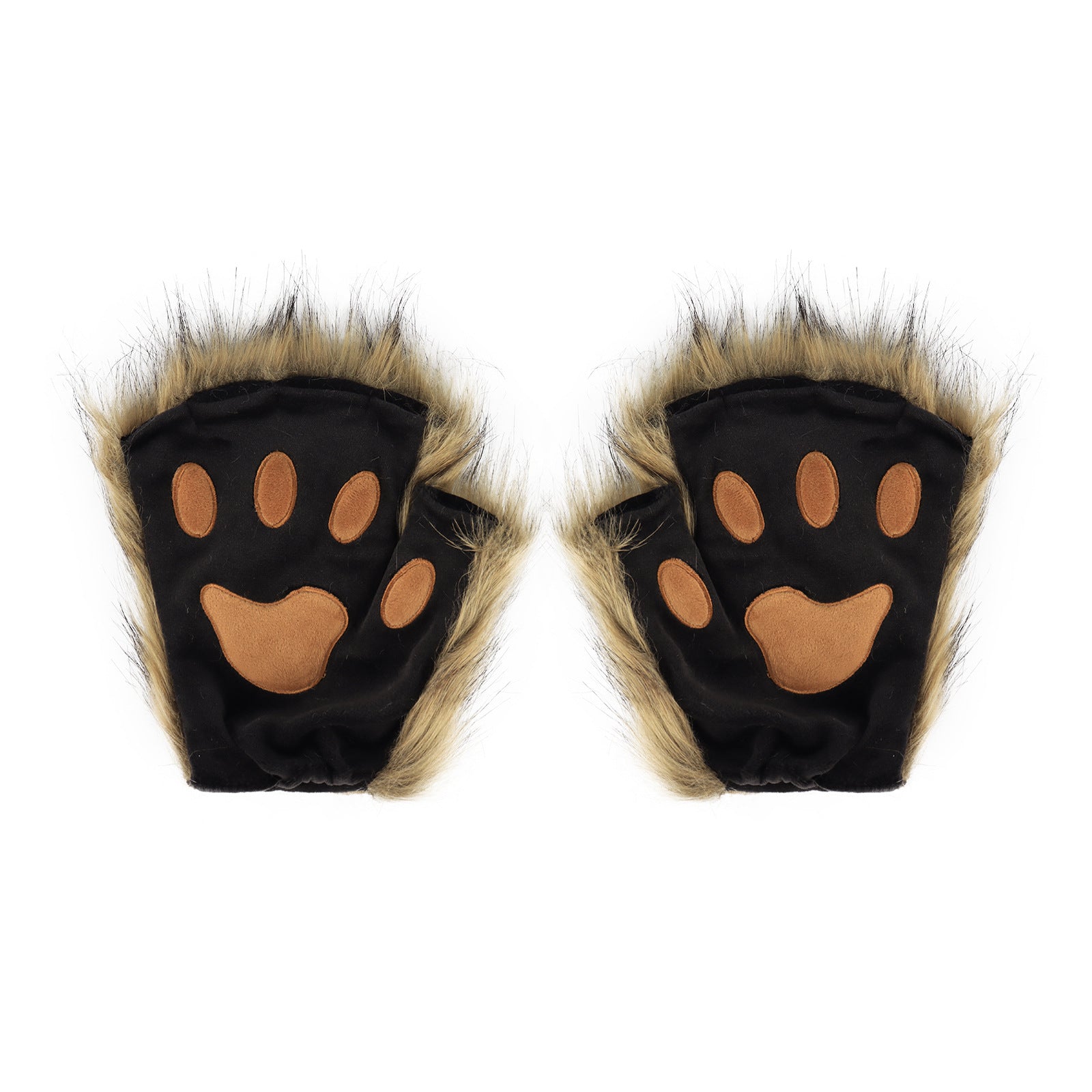 Half Finger Warm Plush Cat's Paw Gloves Halloween Cosplay Props — side view