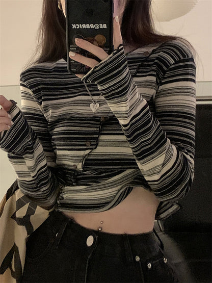 Cropped Top Striped Autumn Hip Hop Women's | Magic Stories