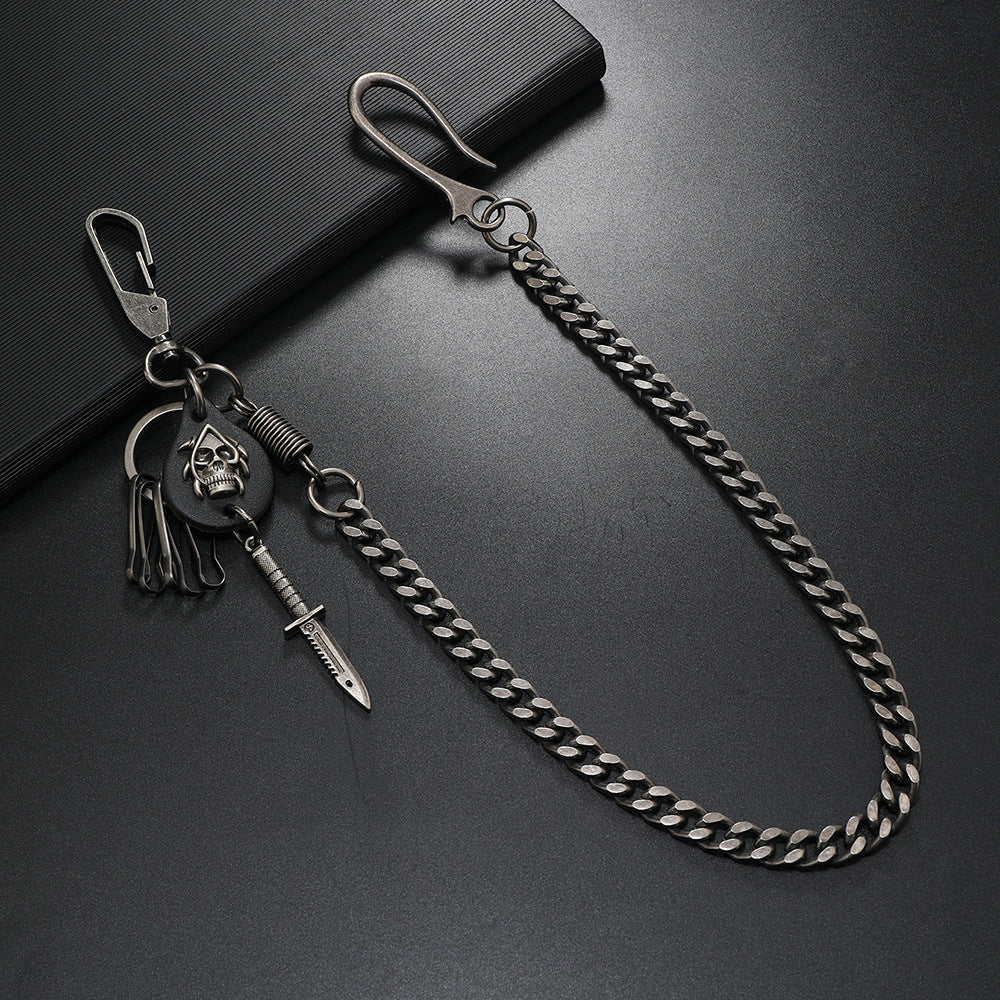 Ghost Bayonet Dagger Pendant Jeans Waist Chain — back view