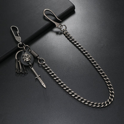Ghost Bayonet Dagger Pendant Jeans Waist Chain — back view