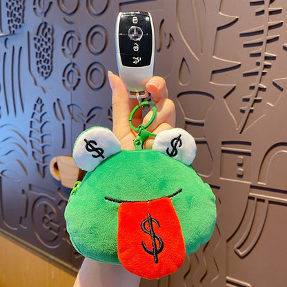 Creative Cartoon Plush Money Frog Coin Purse Keychain — detail