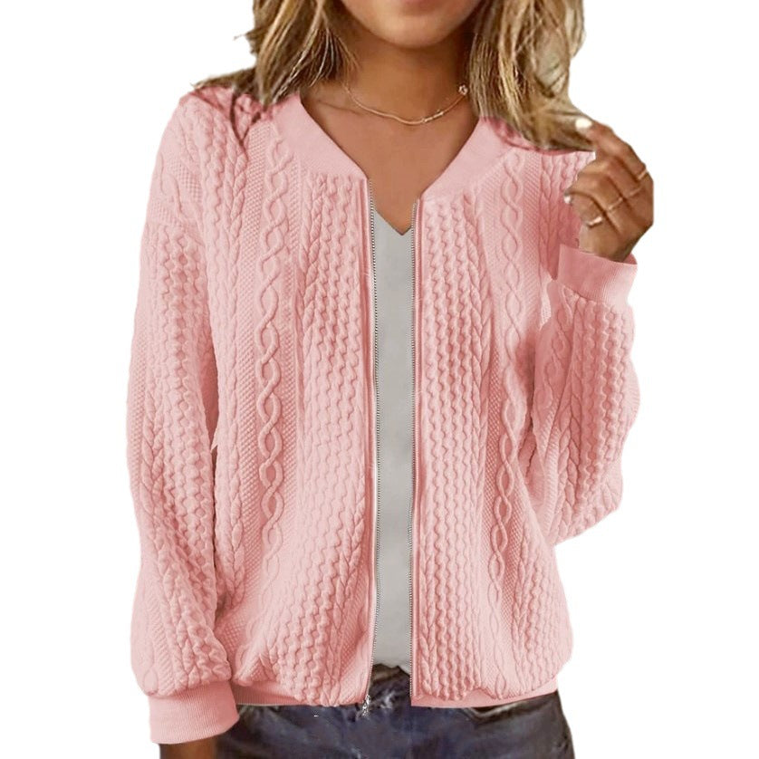 Jacket Jacquard Long Sleeve Casual Short Jacket
