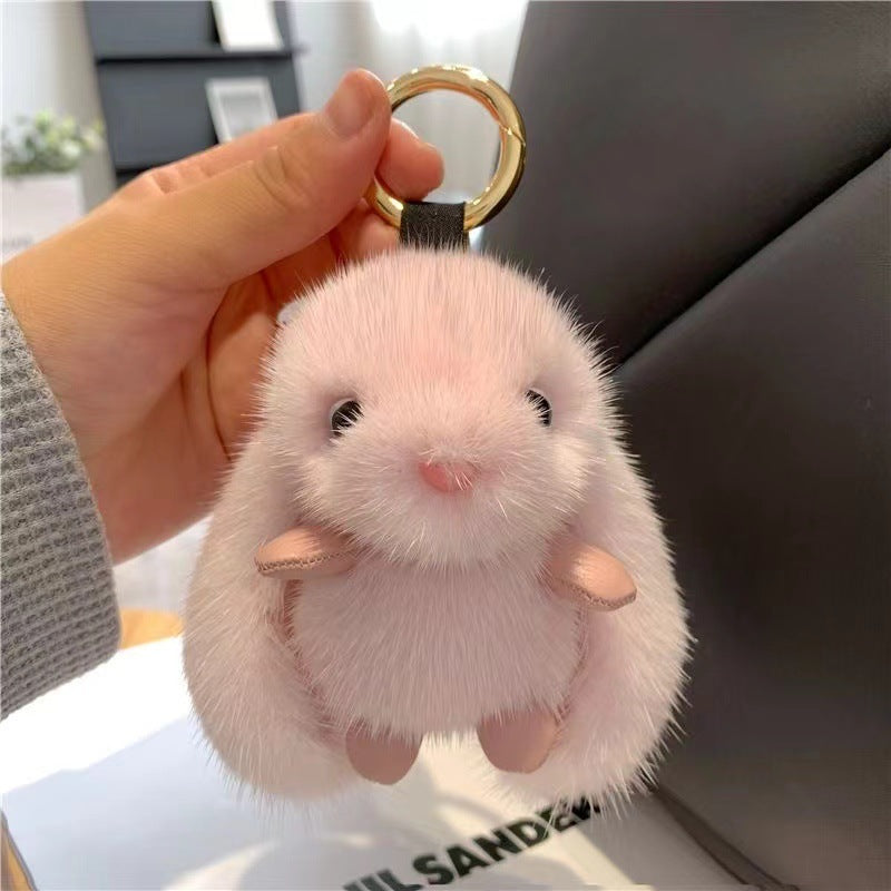 Mink Plush Bunny Plush Pendant — side view