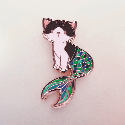 Cute Cartoon Mermaid Cat Brooch Pin Enamel Badge — packaging