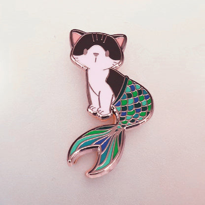 Cute Cartoon Mermaid Cat Brooch Pin Enamel Badge — packaging