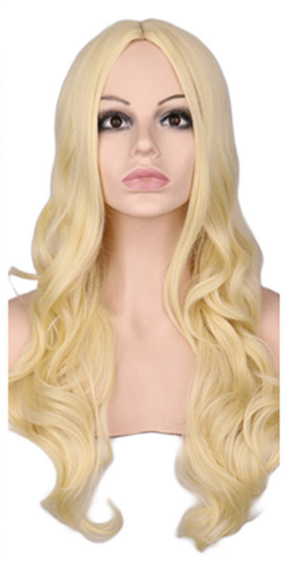 Light Golden Cosplay Wig Micro Curly Long Wig — detail