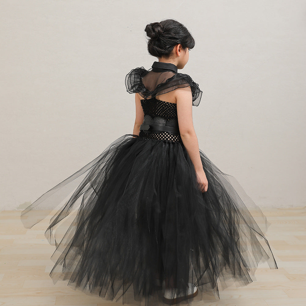 Girls' Mesh Dress Halloween Cosplay Costume — back view