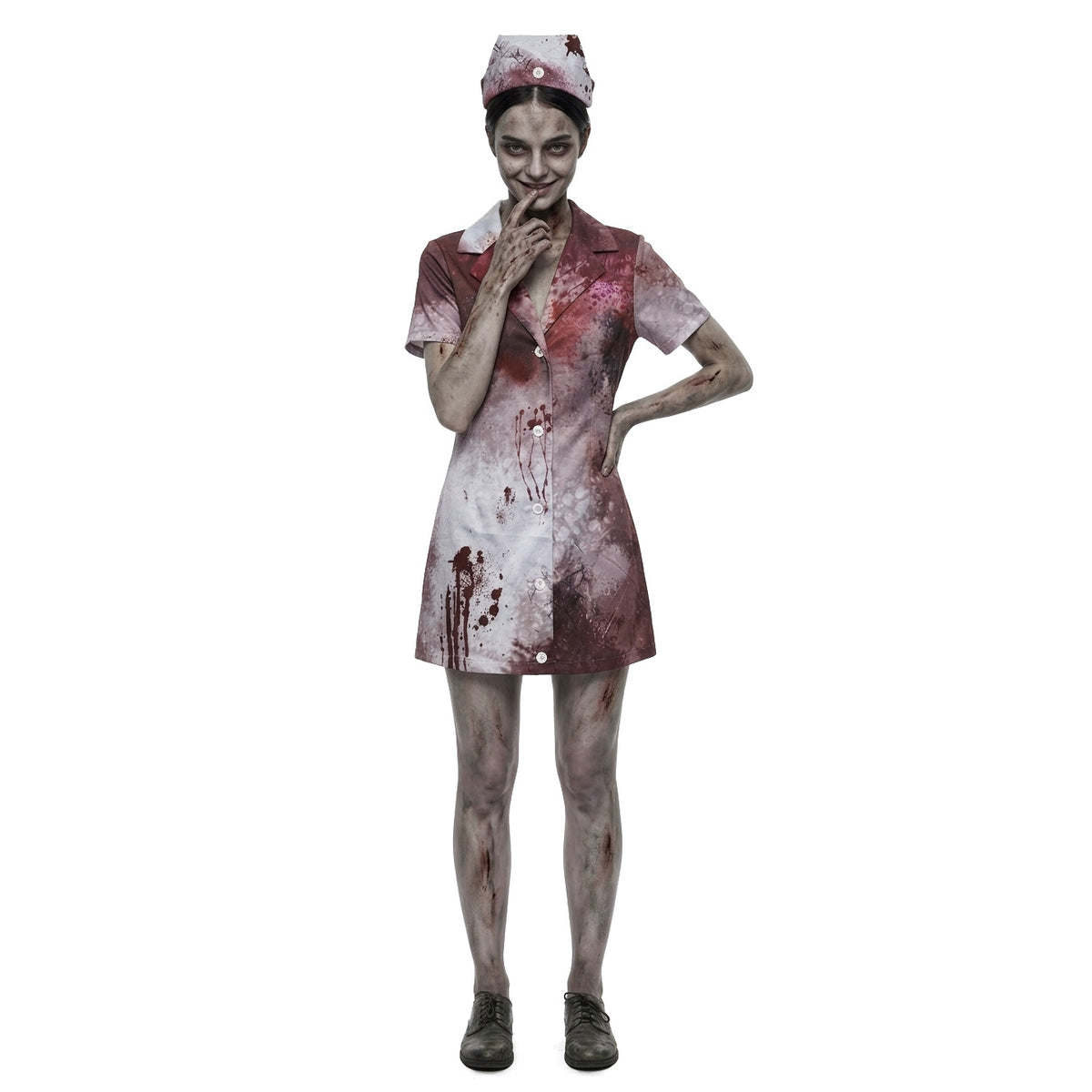 Zombie Nurse Cosplay Costume With Bloodstains Nurse Uniform — back view