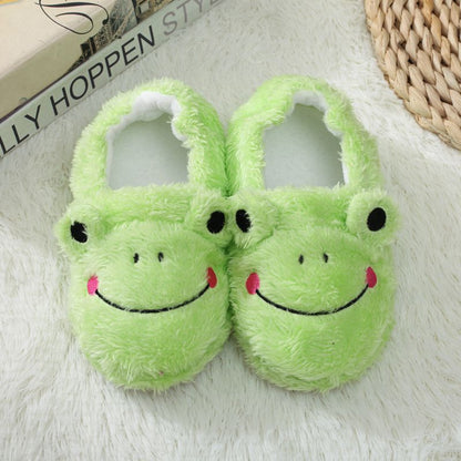 Cartoon Frog Indoor Plush Slippers