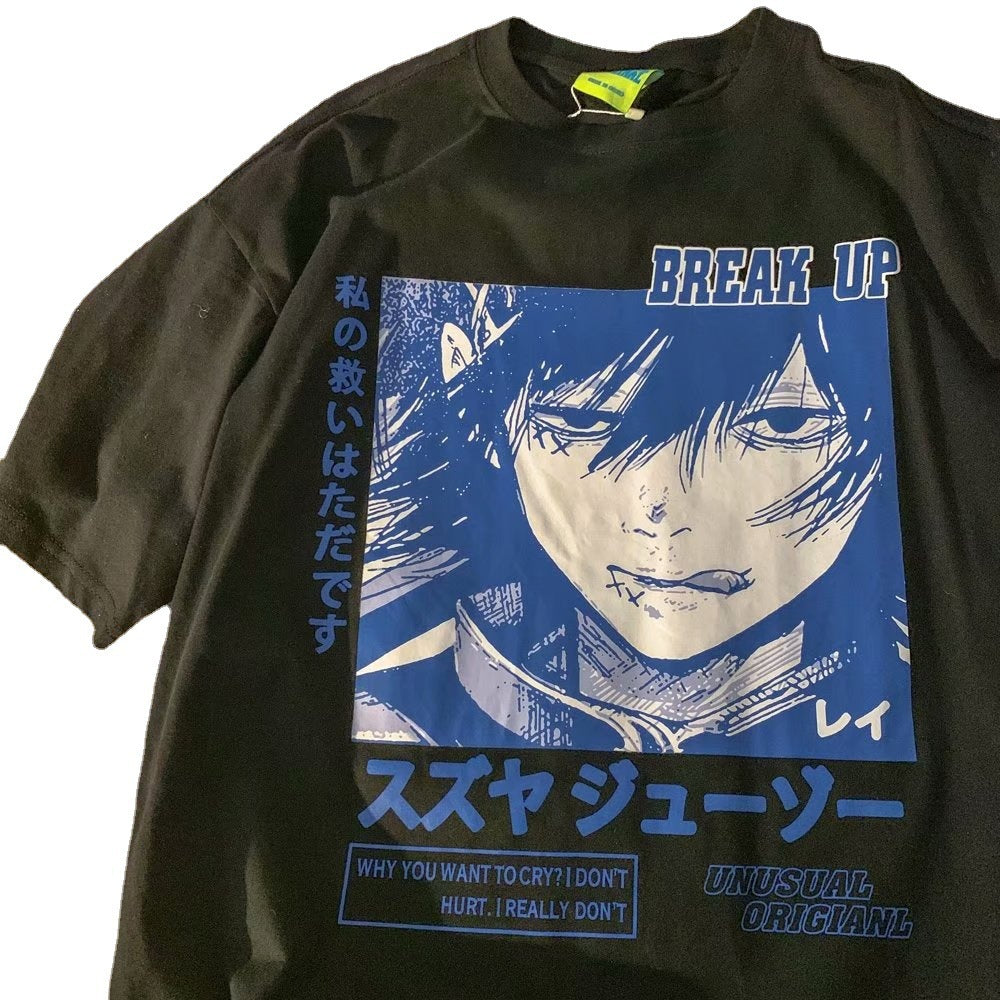 Two-dimensional Short-sleeved Anime Printed Salt T-shirt Loose — back view