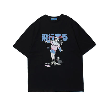 Men's Anime Print Short-sleeved T-shirt — in use