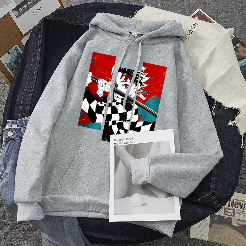 Anime Print Men's And Women's Hoodies Harajuku Street Fashion Hooded Sweatshirt — side view