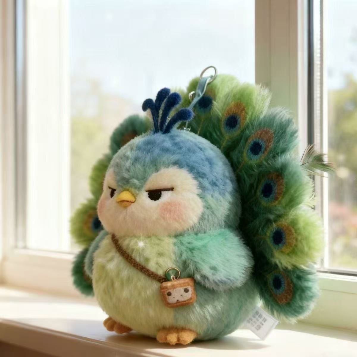 Green Peacock Plush Toy Backpack Charm | Magic Stories