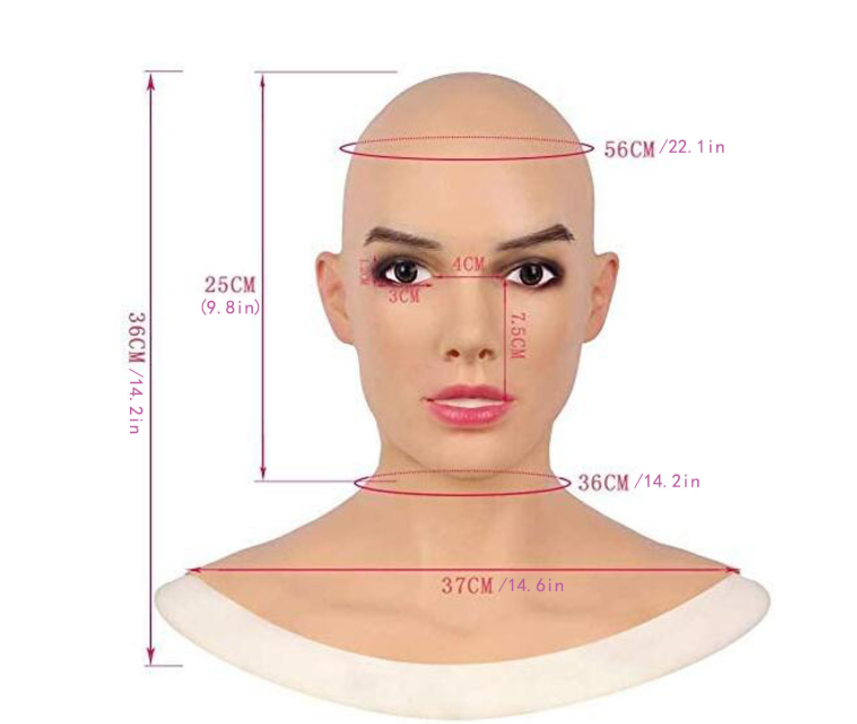 Halloween Cosplay Costume Mask Latex Bald Beauty — back view