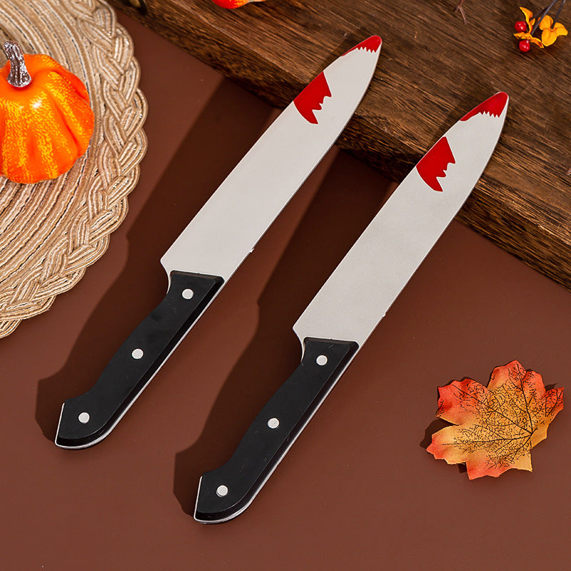 Halloween Decoration Props Cosplay Artificial Horror Bloody Plastic Knife Trick Dagger Dance Performance — detail