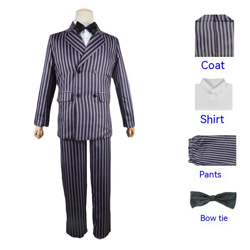 Wednesday Halloween Striped Cosplay Costume — side view