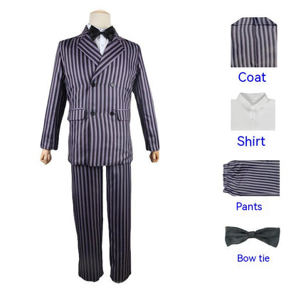 Wednesday Halloween Striped Cosplay Costume — side view