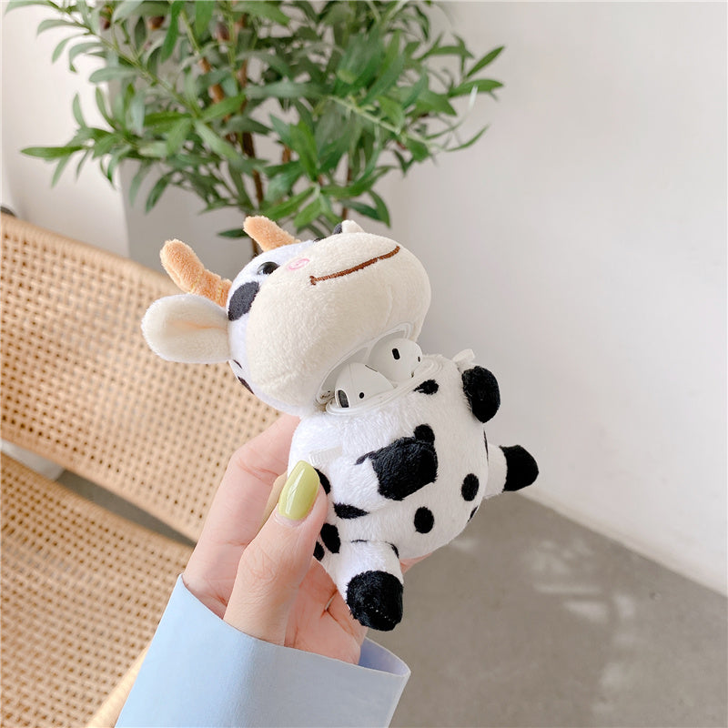 Cartoon Plush Cow Shaped Bluetooth Headphone Cover — detail